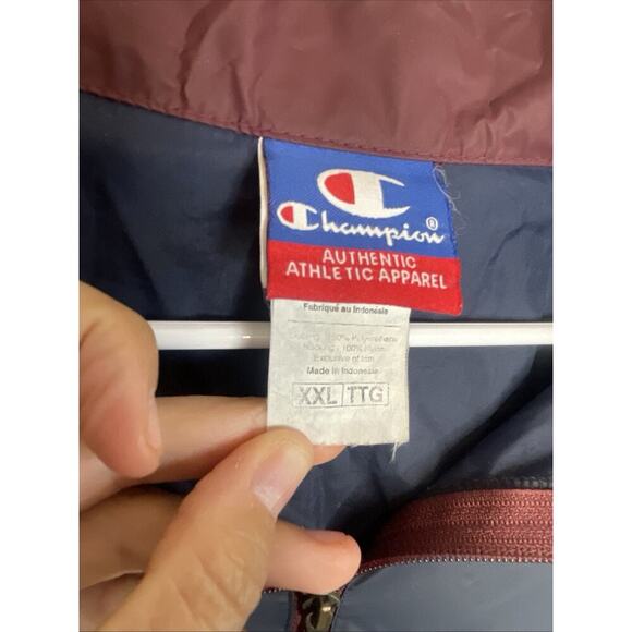 Vintage Champion Men's Hooded Windbreaker Jacket SZ 2XL Nylon Colorblock Sports - Picture 11 of 16